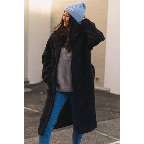 GANNI Boucle Wool Blend Wrap Coat - Picture 5 of 12